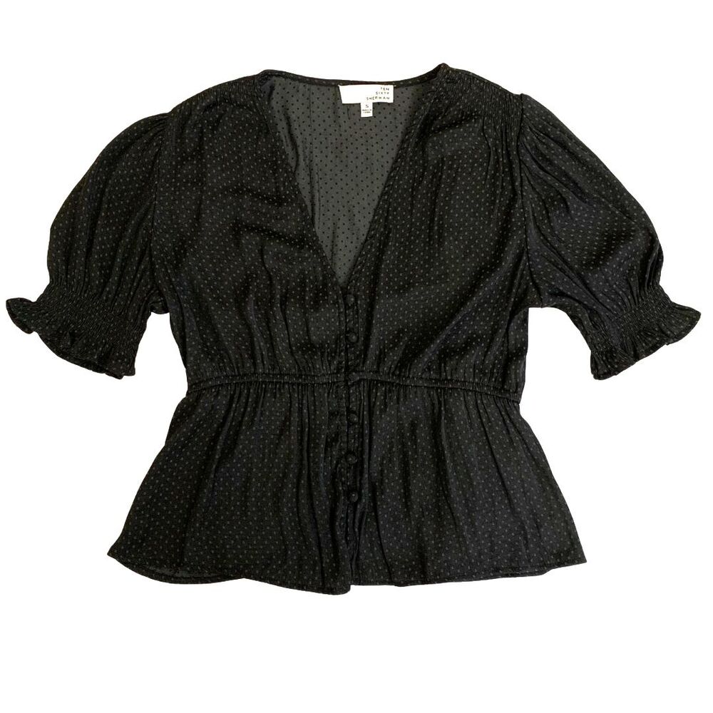 Tops Black Tiny Square Pattern Blouse Size S